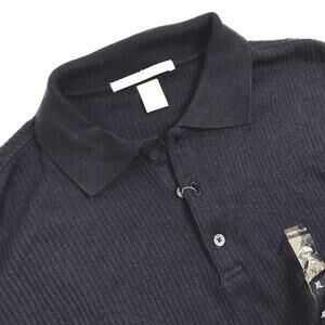 Perry Ellis Knit Shirt Men XL Blue Ribbed Knit Collared Tercel Casual Preppy